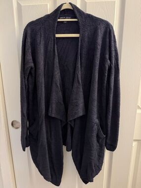 Barefoot Dreams Black Draped Open-Front Cardigan